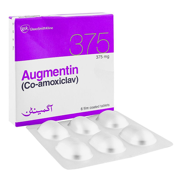 augmentin-tab-375mg-18s.webp Augmentin Tablet 375mg (1 Strip = 6 Tablets)